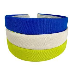 Set Of 3 Colorful Fabric Headbands In Blue White & Yellow For Women & Girls